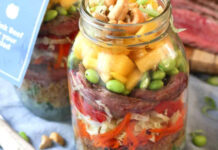 Miso Flank Steak Stacked Mason Jar Lunch