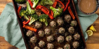Asian Inspired Big Batch Meatballs with Broccoli and Peppers
