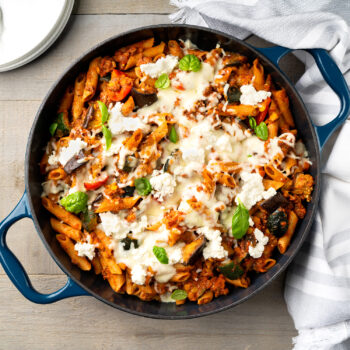 Roasted-Vegetable-Baked-Penne-with-Beef-and-Lentil-Bolognese