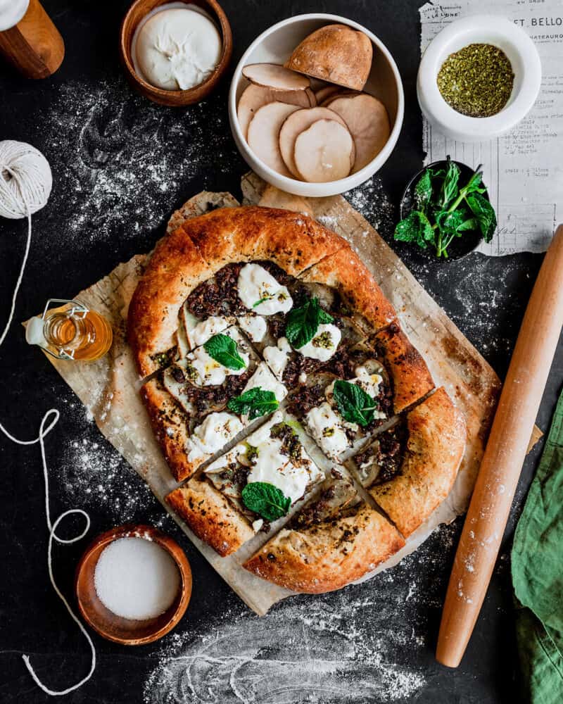 Za’atar Spiced Beef Pizza with Sliced Potato, Fresh Mint + Burrata