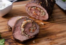 Surf & Turf Rolled Roast Beef with Horseradish Herb Sauce
