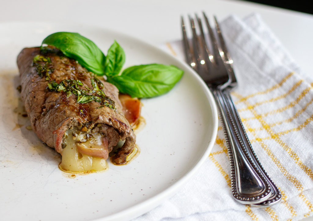 Grilled Beef Involtini with Pesto Prosciutto and Provolone ThinkBeef