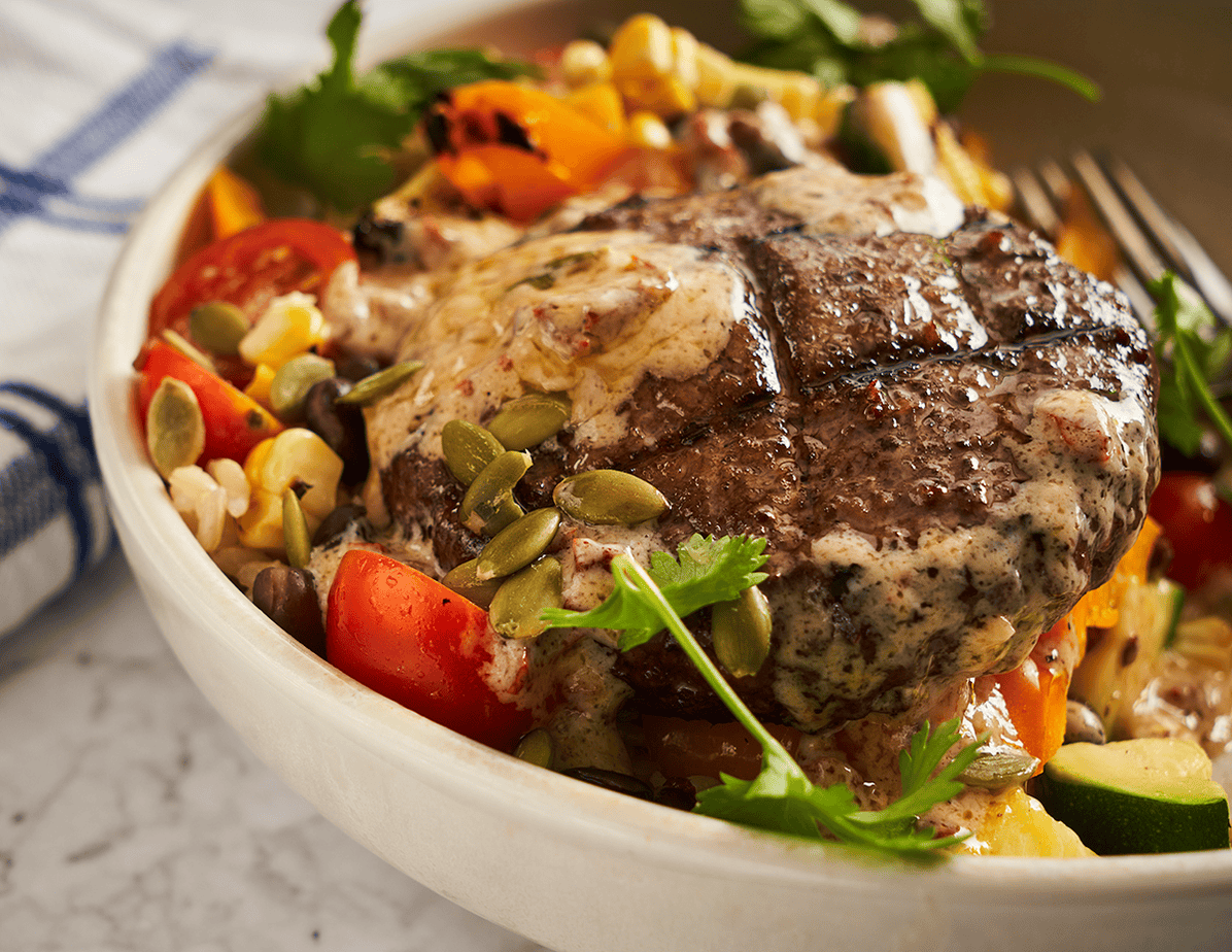 Grilled-Veggie-and-Ground-Beef-Burger-Bowls