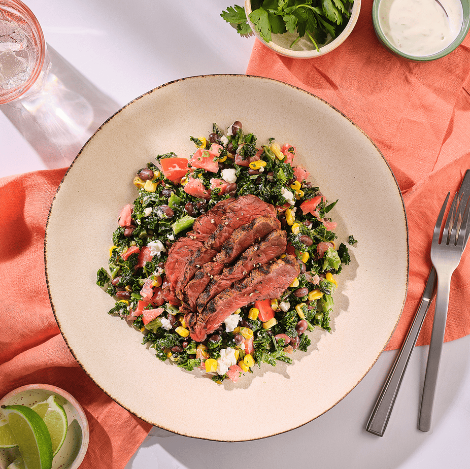 Grilled-Steak-with-Kale,-Corn-and-Bean-Salad