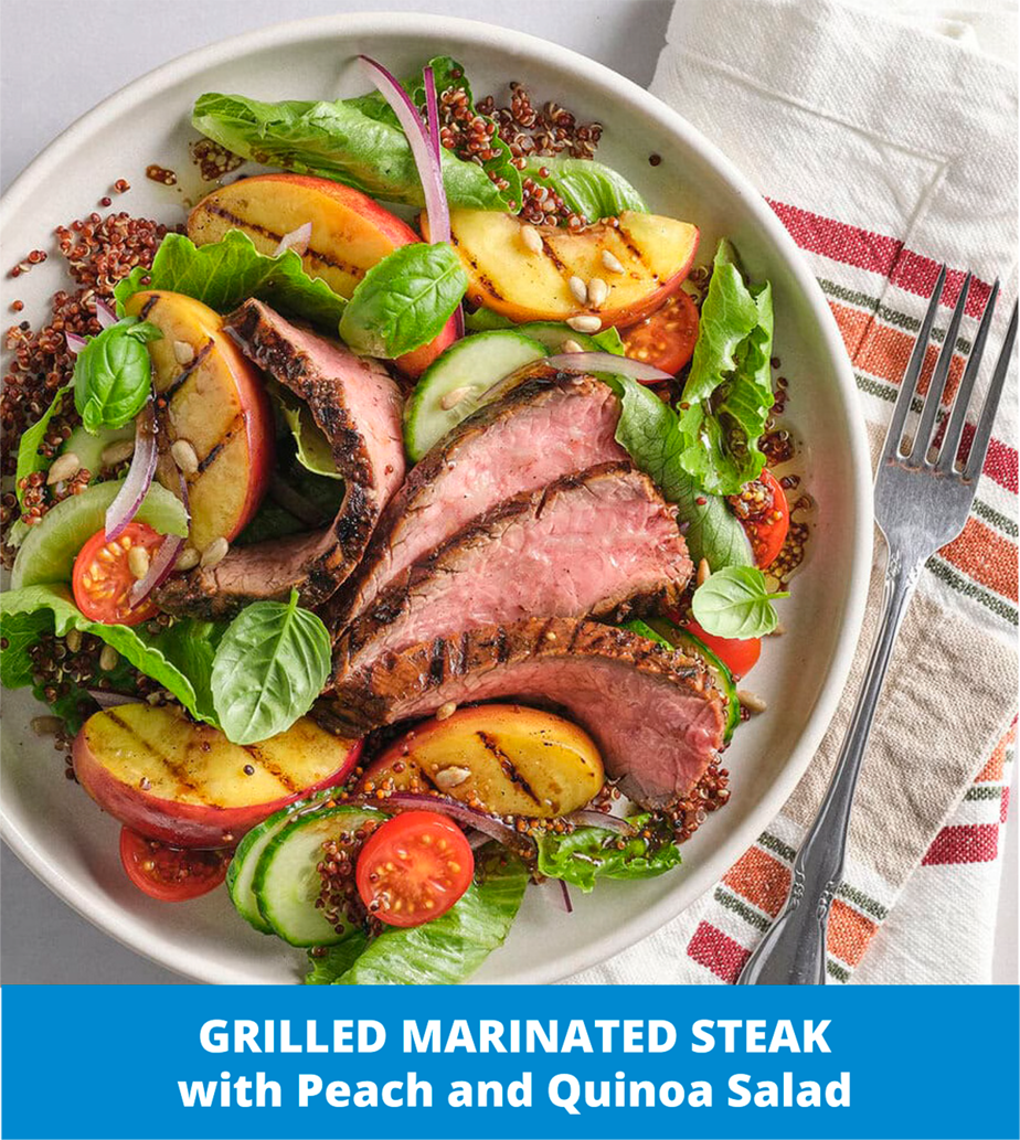 Grilled-Marinated-Steak-with-Peaches-and-Quinoa-Slad