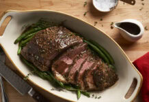Mushroom-Crusted Oven Roast with Wine Sauce